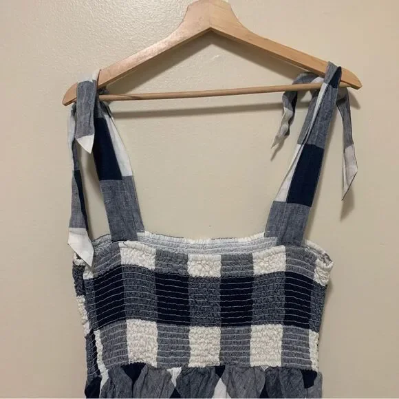 Crown & Ivy Blue and White Checkered Gingham Midi Dress size large - Picture 6 of 7